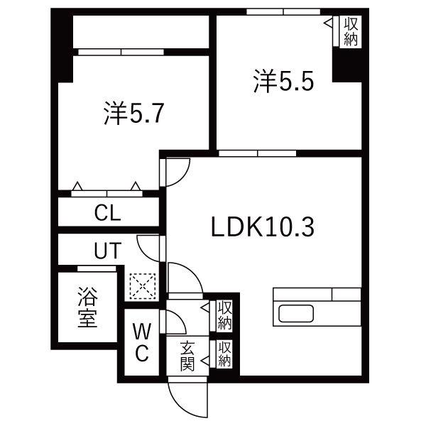 レジデンス野田阪神(2LDK/4階)の間取り写真