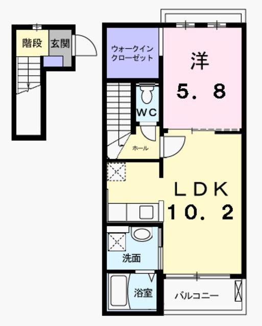 カーサ・プリマベーラ(1LDK/2階)の間取り写真