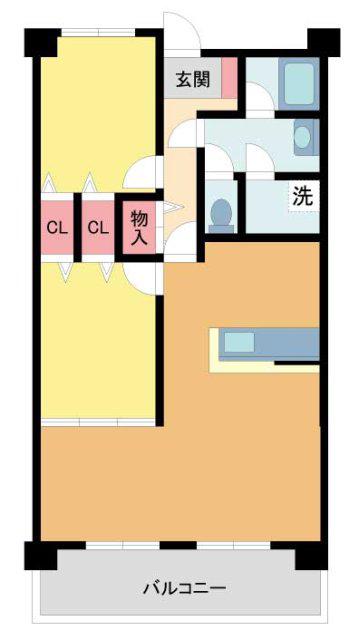 芦屋ハイツ翠ヶ丘(2LDK/6階)の間取り写真