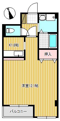 ゴールデンシャトー加賀(1K/2階)の間取り写真