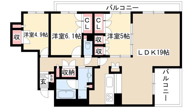 ラマーサ八事山I(3LDK/3階)の間取り写真