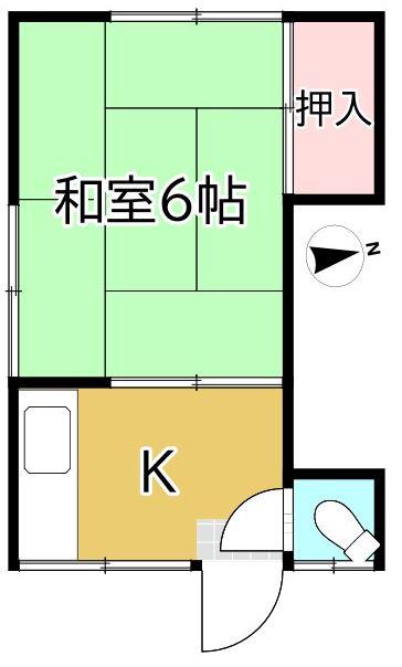 及川荘(1K/2階)の間取り写真