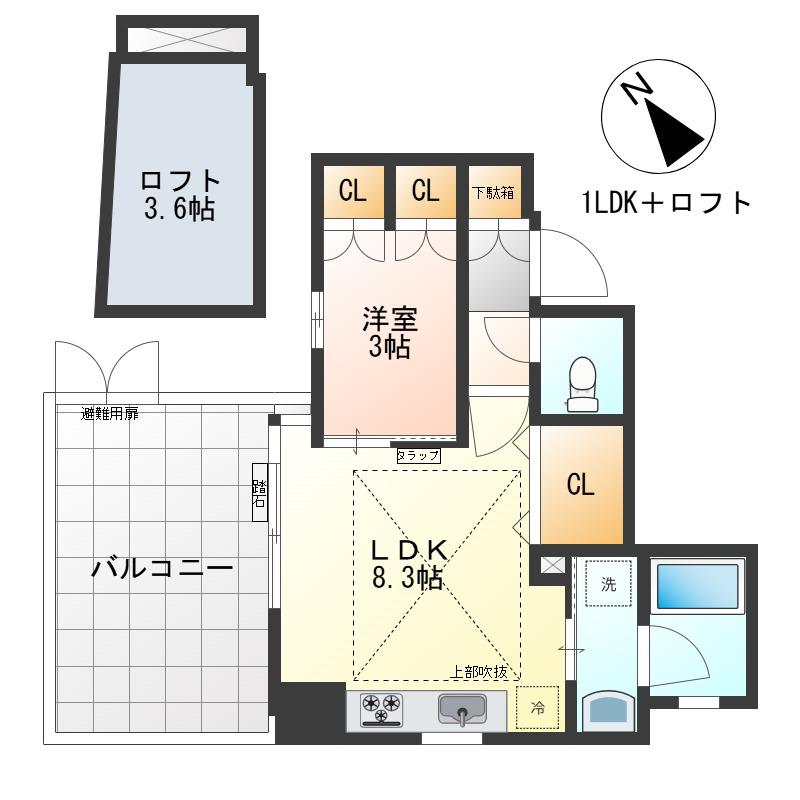 インプレストコア武蔵小山(1LDK/2階)の間取り写真