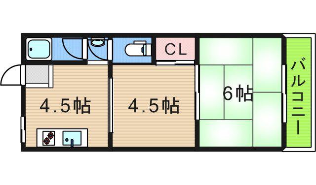リアライズ北加賀屋(2DK/4階)の間取り写真