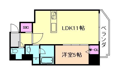 フェルザ福島(1LDK/14階)の間取り写真