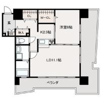 サンシャイン プリンセス 北九州(1LDK/6階)の間取り写真