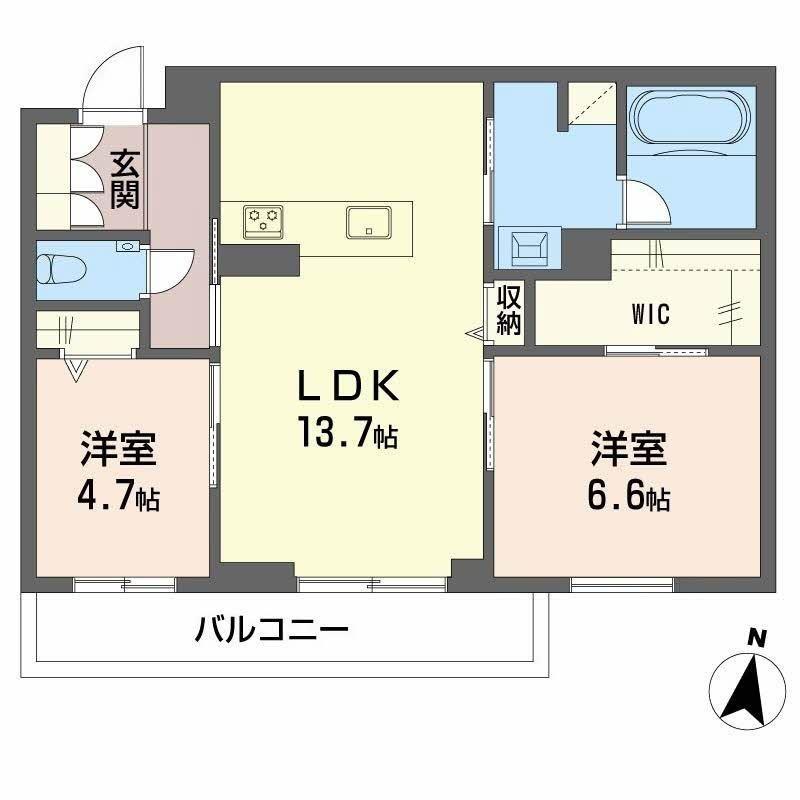 グランメゾンA(2LDK/2階)の間取り写真