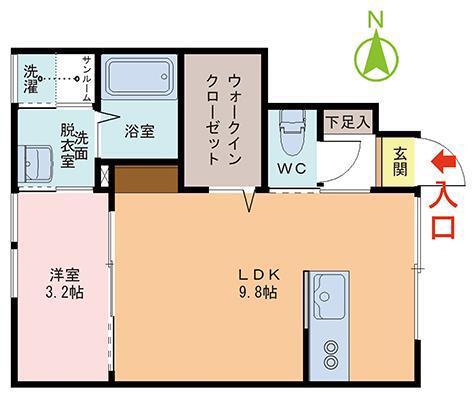 INTEGRAL西開発(1LDK/1階)の間取り写真