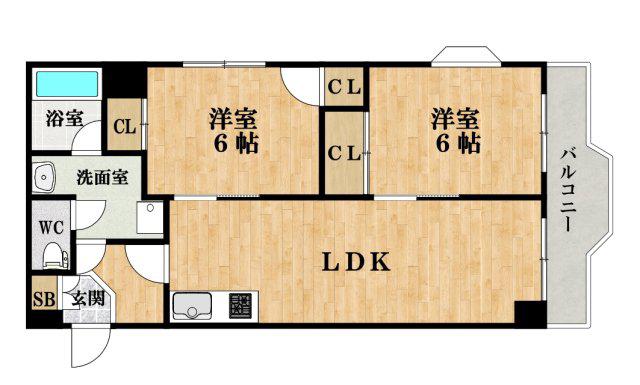 ハイツヒルトンPARTII(2LDK/7階)の間取り写真
