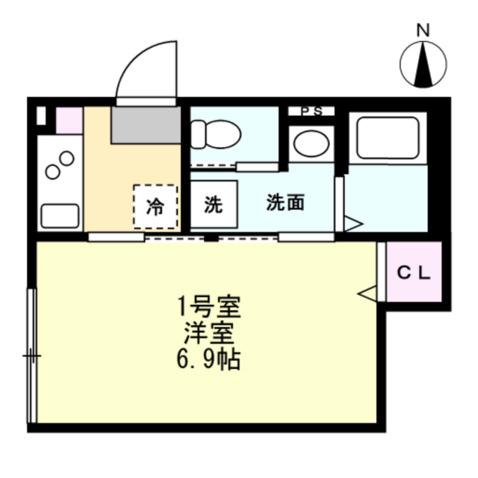 ベイルームハイム大和中央B(1K/3階)の間取り写真