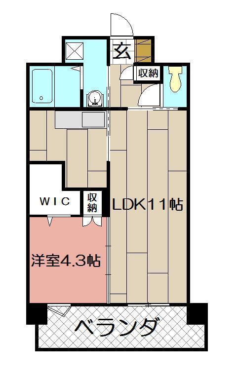 フェリシエ三萩野(1LDK/3階)の間取り写真
