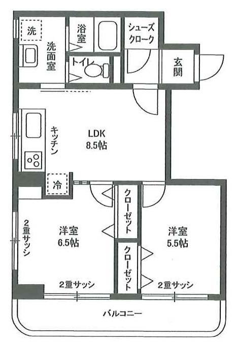 ハイメゾン千石(2LDK/6階)の間取り写真