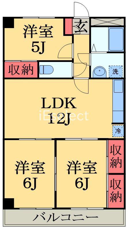 タイガーズガーデン美しが丘(3LDK/2階)の間取り写真