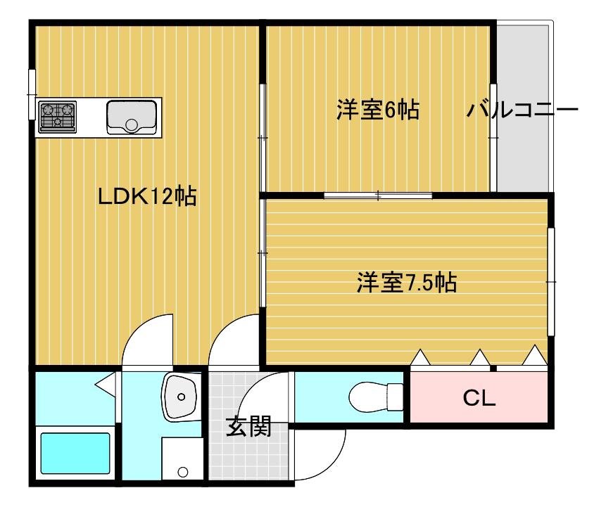オアシス参番館(2LDK/2階)の間取り写真