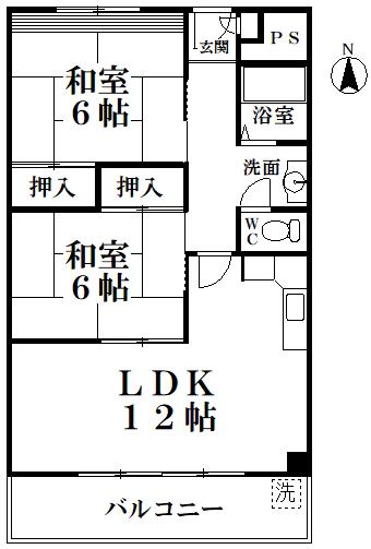 シャルム清風(2LDK/2階)の間取り写真