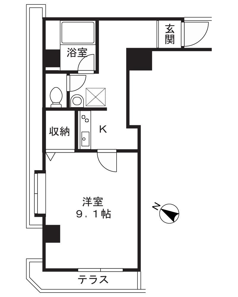 うぃすてりあE(1K/1階)の間取り写真