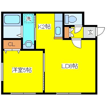 プリマクラッセ環状通東(1LDK/5階)の間取り写真