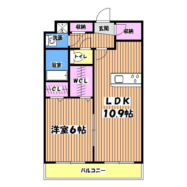 クオリアガーデン千人町B棟(1LDK/3階)の間取り写真