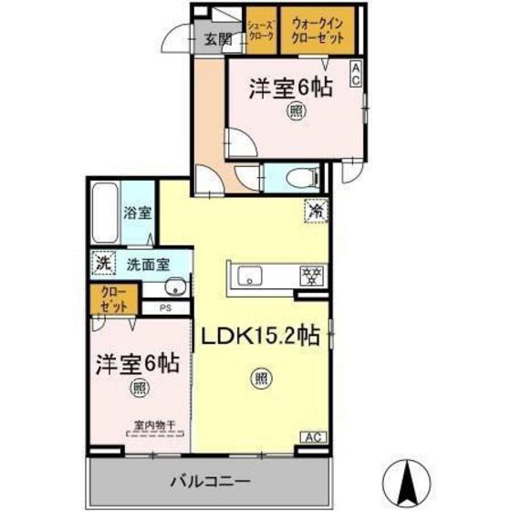 アルモ ギオーネ(2LDK/3階)の間取り写真
