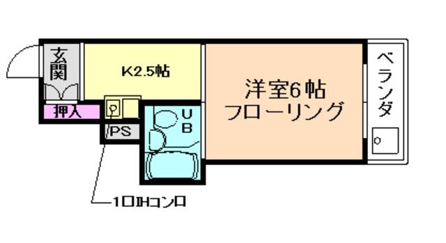 シャンブルヴィラ(1K/4階)の間取り写真