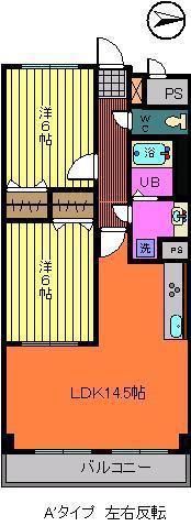 WIZ PLAISIR 若王寺(2LDK/1階)の間取り写真