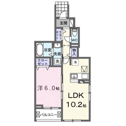 フォルトゥーナ 播磨(1LDK/1階)の間取り写真