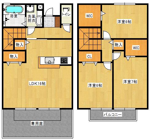 サニーコート B棟(3LDK/1階)の間取り写真
