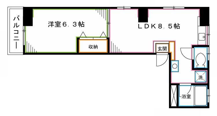 ブランニューウェイブ(1LDK/2階)の間取り写真