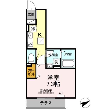 アリエッタ川口(1K/1階)の間取り写真