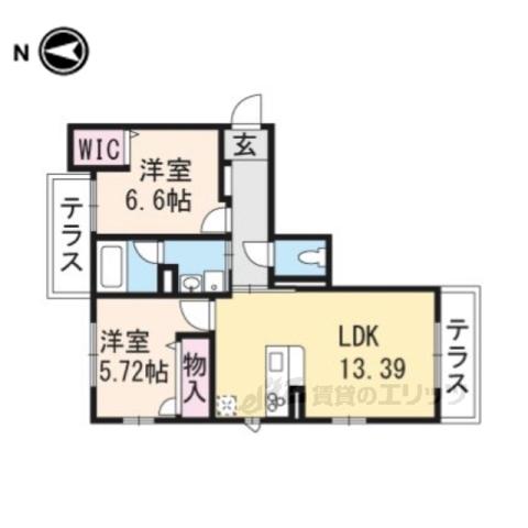 シャーメゾン ヴェール・フォーレ(2LDK/1階)の間取り写真