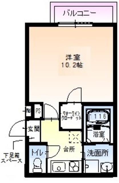 フジパレス中百舌鳥駅南(1K/2階)の間取り写真
