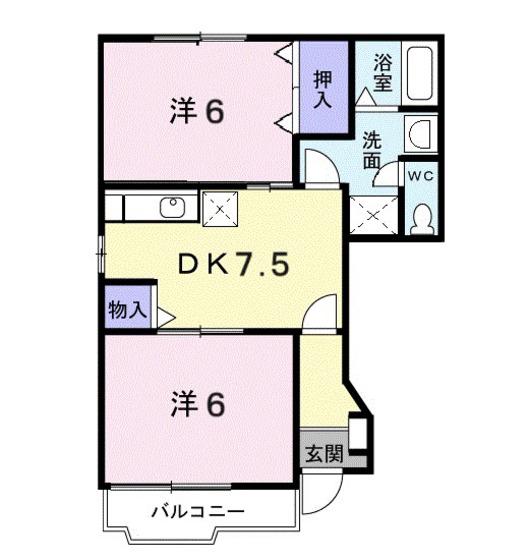 クレストール古谷(2DK/1階)の間取り写真