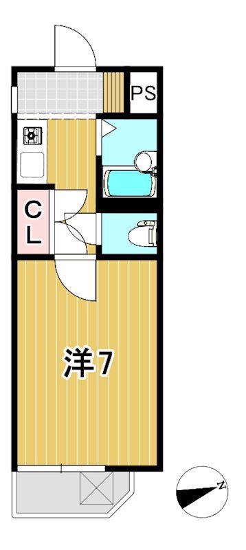 スカイハイツ諏訪(1K/1階)の間取り写真