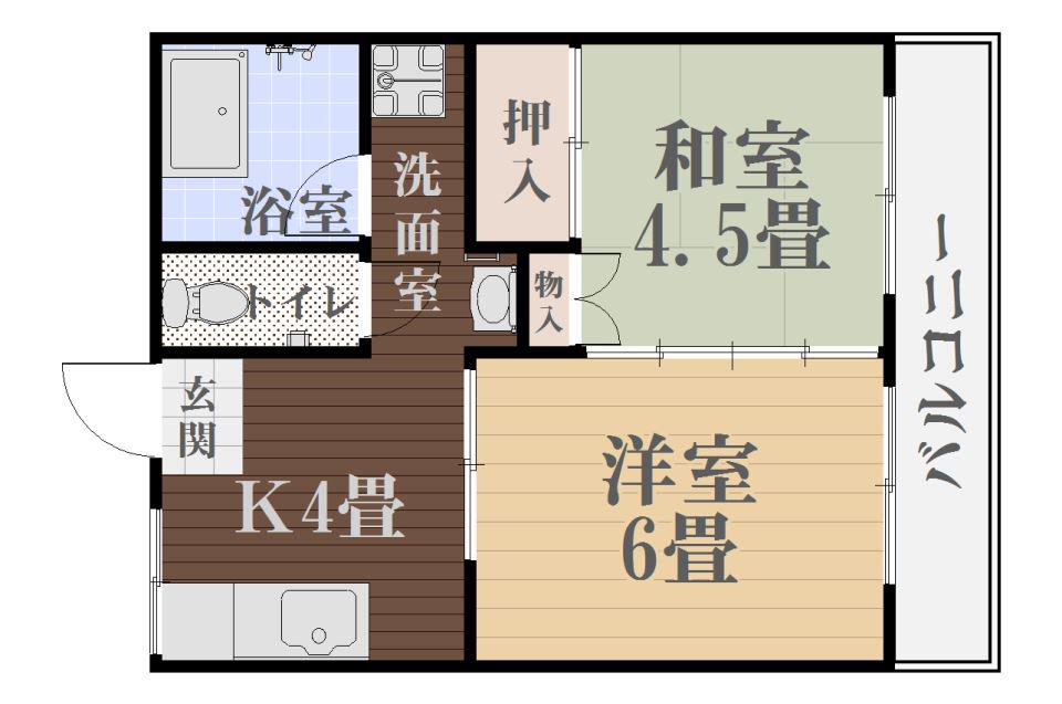 佐多マンション(2K/3階)の間取り写真