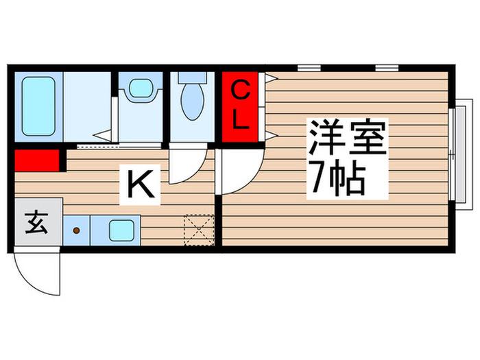 ベルメゾン八柱(1K/2階)の間取り写真