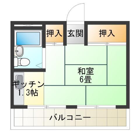 コーポ和秀(ワンルーム/2階)の間取り写真