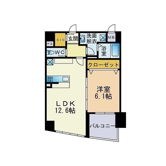 コンソラトゥール博多(1LDK/2階)の間取り写真