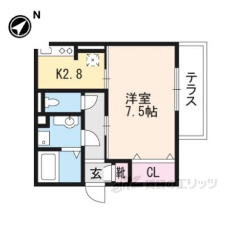 グランシャリオ二町A棟(1K/1階)の間取り写真