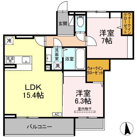 メゾン ド ネージュ東戸塚(2LDK/2階)の間取り写真