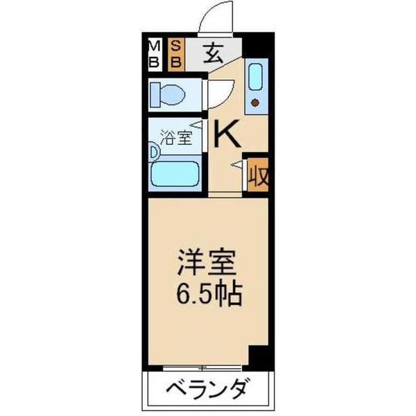 スカイパレス有馬(1K/6階)の間取り写真