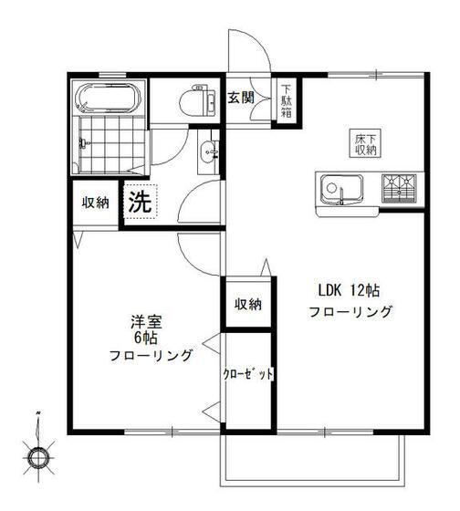 コートハウス(1LDK/1階)の間取り写真