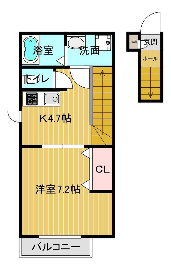 NEWS ROW(1K/2階)の間取り写真