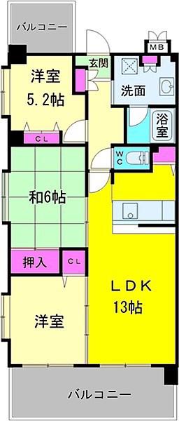 ジェイシティ松戸ヴィーア(3LDK/4階)の間取り写真