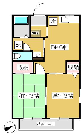 メゾンフジ(2DK/1階)の間取り写真