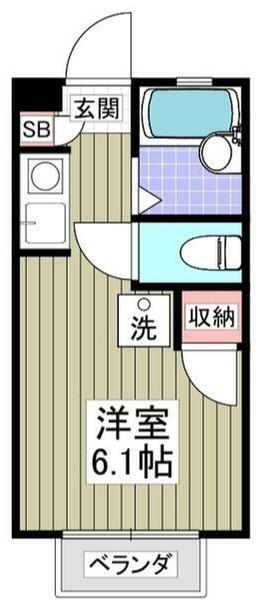 ヒルパール(ワンルーム/1階)の間取り写真