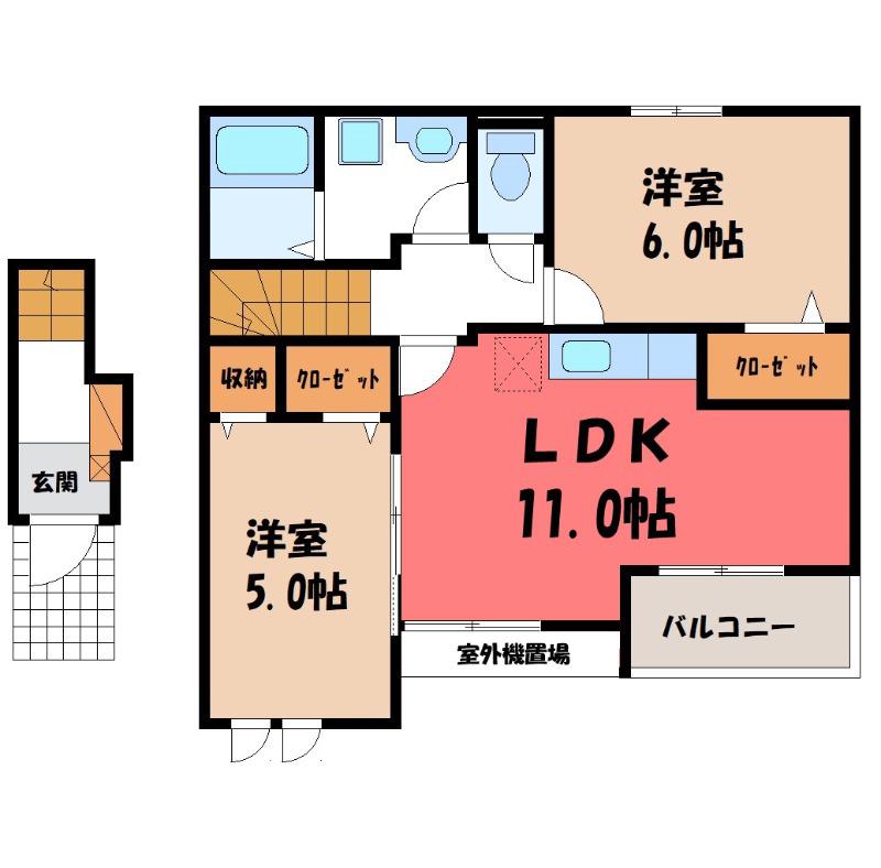 エレナメゾンB(2LDK/2階)の間取り写真