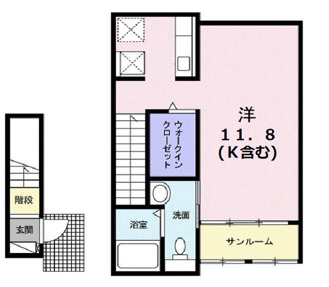 クレール(ワンルーム/2階)の間取り写真