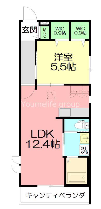アステール藤沢(1LDK/2階)の間取り写真