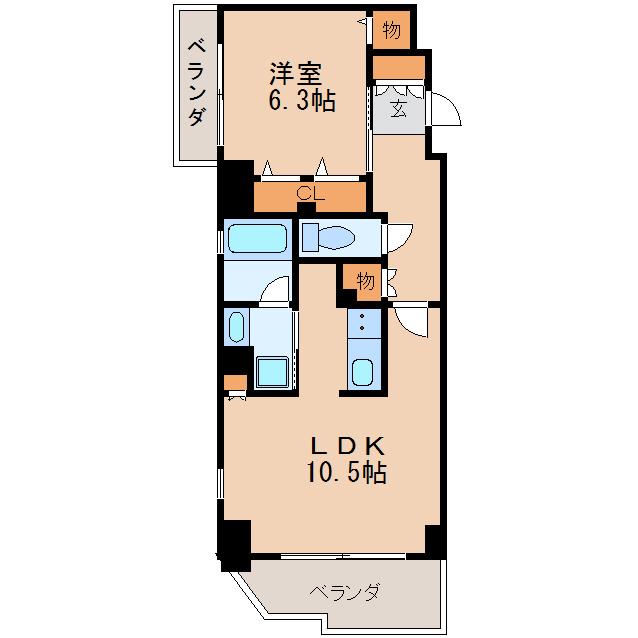 CASSIA車道(1LDK/14階)の間取り写真
