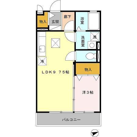 山手ヒルズ 壱番館(1LDK/2階)の間取り写真